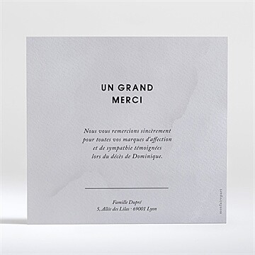 Remerciement décès hommage carré - Dos de la carte