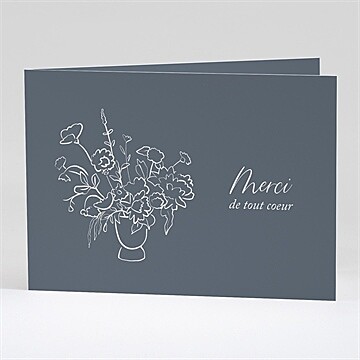 Remerciement décès bouquet floral plié