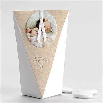Boîte de dragées baptême frère et soeur étui