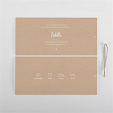 Faire-part naissance kraft garçon pochette - Cartes intérieures recto