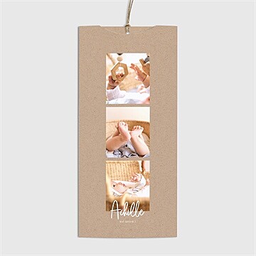 Faire-part naissance kraft garçon pochette duo