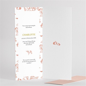 Faire-part naissance notre joie fleur séchée - Intérieur du faire-part