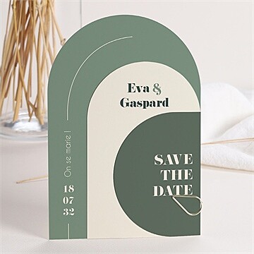 Faire-part mariage tons vert sauge