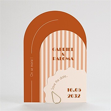 Faire-part mariage terracotta estival or