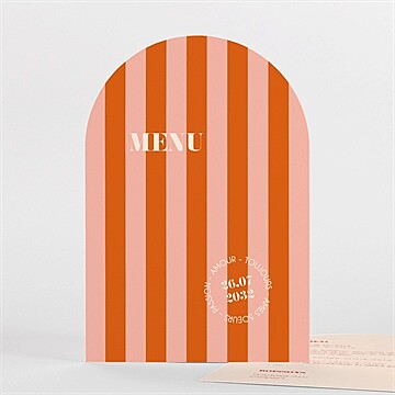 Menu mariage orange et fuchsia