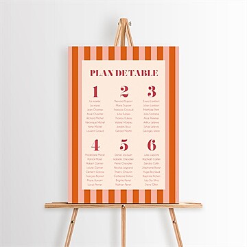 Plan de table mariage orange et fuchsia