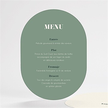 Menu mariage vert sauge