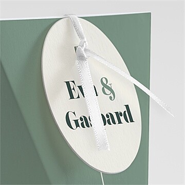Boîte de dragées mariage vert sauge étui - Détail de la boîte