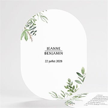 Menu mariage nature chic ovale