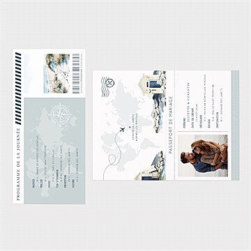 Faire-part mariage passeport marin - Détail du faire-part