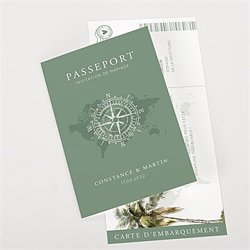 Faire-part mariage passeport tropical