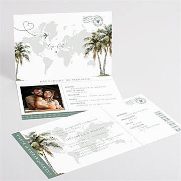 Faire-part mariage passeport tropical - Intérieur du faire-part