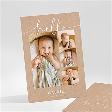 Faire-part naissance kraft photos