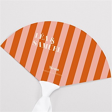 Menu mariage orange et fuchsia éventail