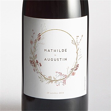Etiquette de bouteille mariage couronne d'automne