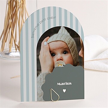 Faire-part naissance haut en rayures