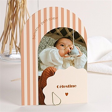 Faire-part naissance rayures terracotta