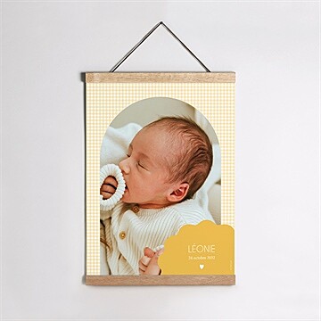 Affiche naissance jaune vichy