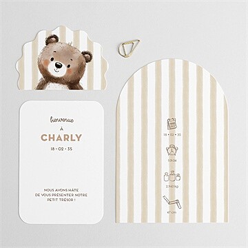 Faire-part naissance ours en peluche - Détail du faire-part