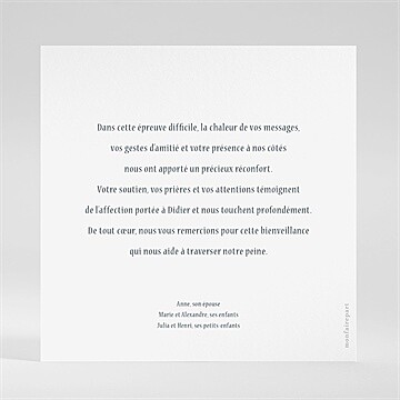 Remerciement décès empreinte aquarelle - Dos du carton