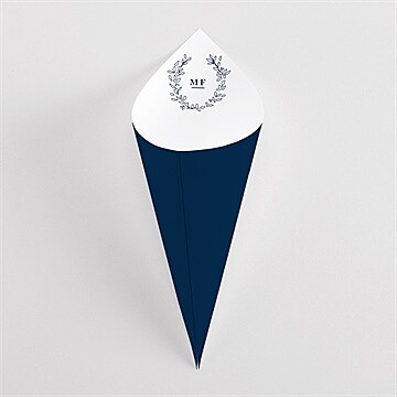 Cornet confettis mariage bleu romantique ovale