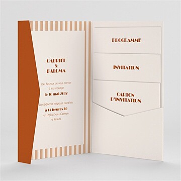 Faire-part mariage terracotta estival pocketfold - Intérieur du faire-part