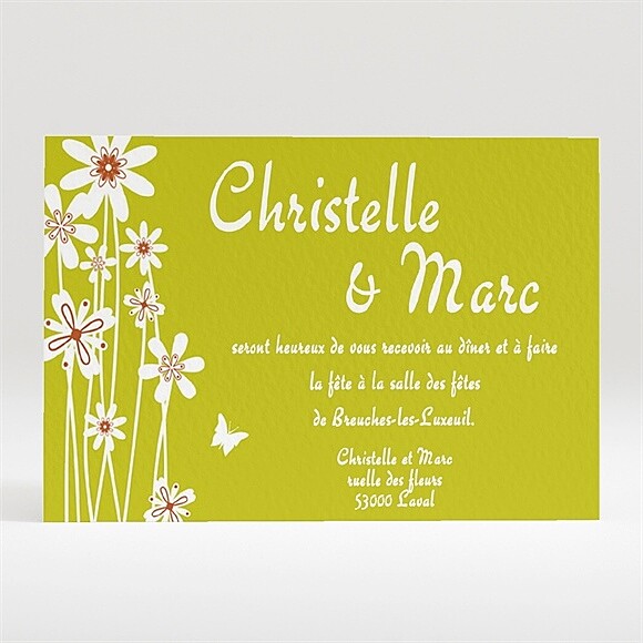 Carton d'invitation mariage Marguerite de l'Amour réf.N12034