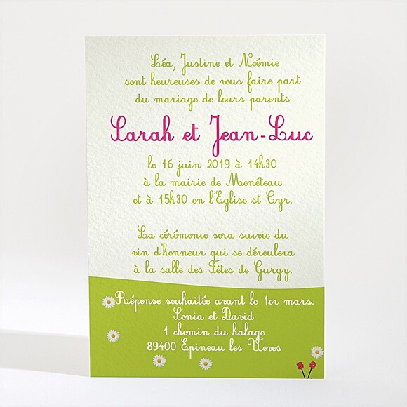 Dos du faire-part
