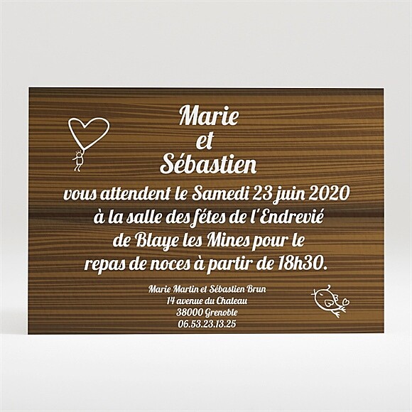 Carton d'invitation mariage Romantique et sympa réf.N12084