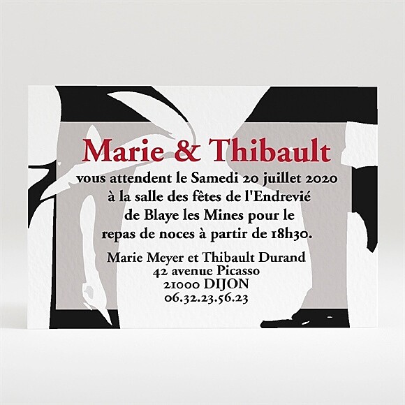 Carton d'invitation mariage Mr & Mrs réf.N120104