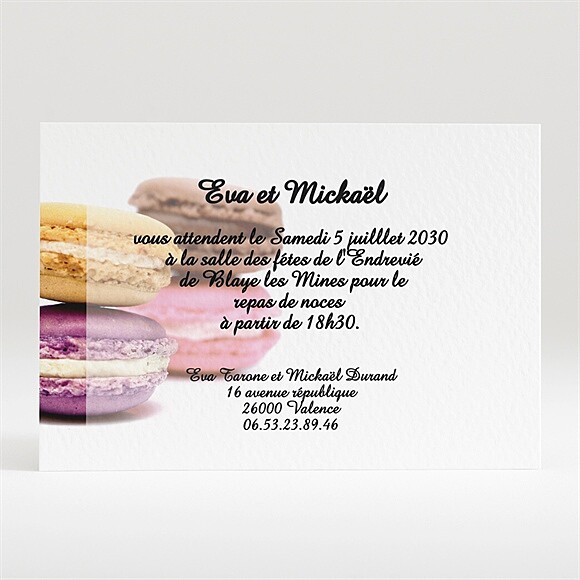 Carton d'invitation mariage Jolis macarons réf.N120113
