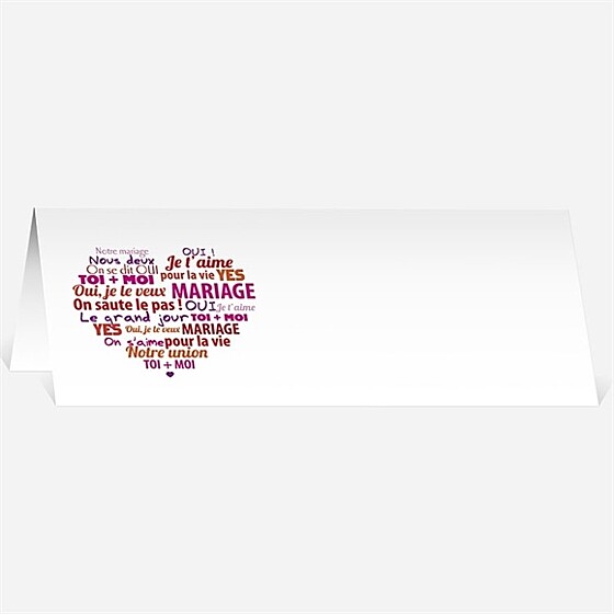 Marque-place mariage gros coeur