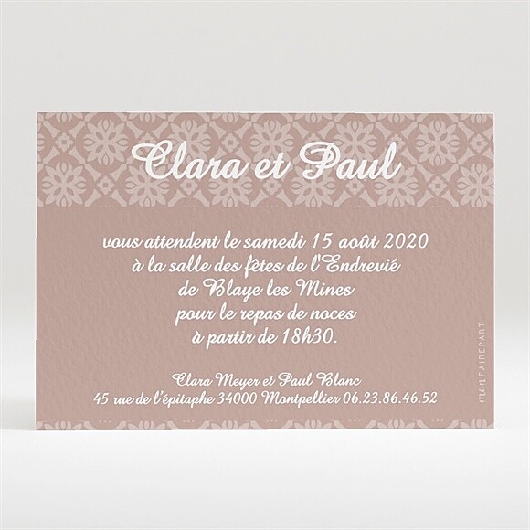 Carton d'invitation mariage Le Médaillon des Amoureux réf.N120120