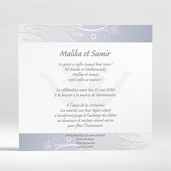 Verso du faire-part