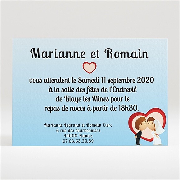 Carton d'invitation mariage Illustrations mariés comiques réf.N120151