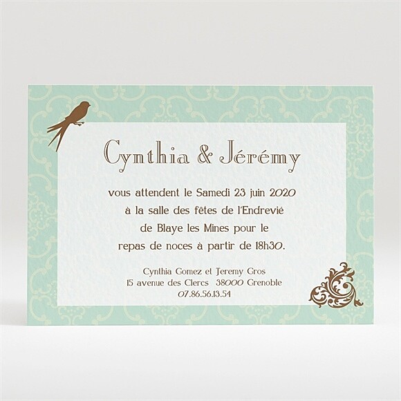Carton d'invitation mariage Mariage baroque et fantaisie réf.N120159