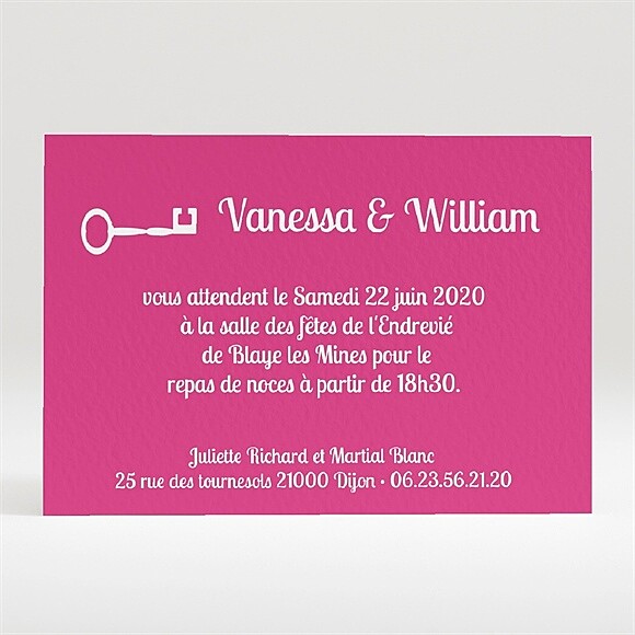 Carton d'invitation mariage La Clé du Bonheur réf.N120172
