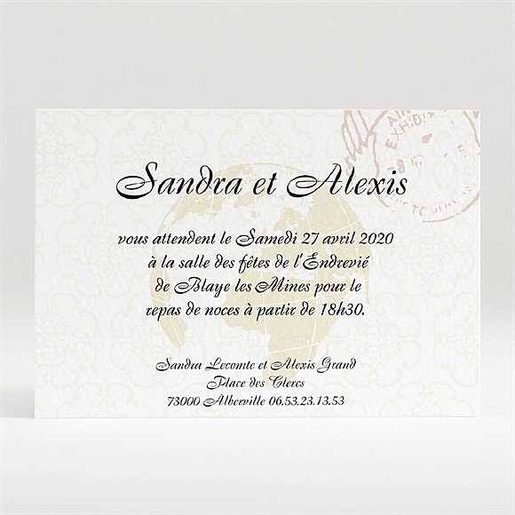 Carton d'invitation mariage Passeport de l'Amour réf.N120179