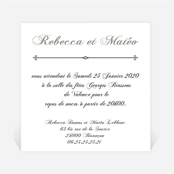 Carton d'invitation mariage Sérénité réf.N30097