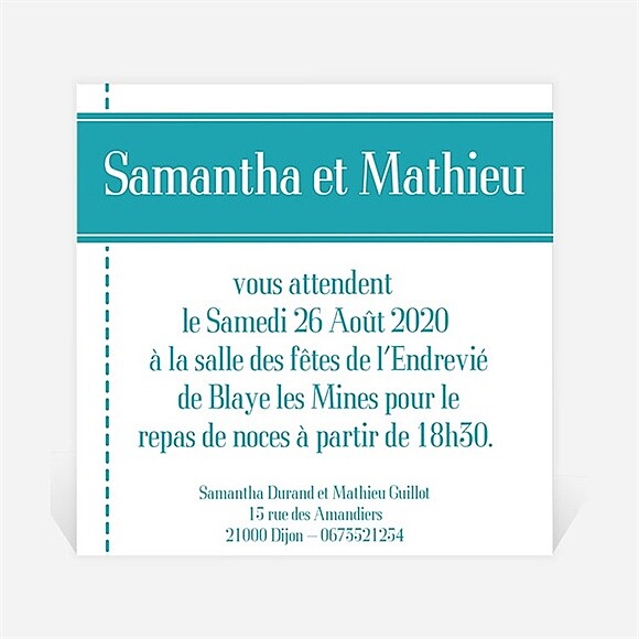 Carton d'invitation mariage Pour la Vie réf.N300105