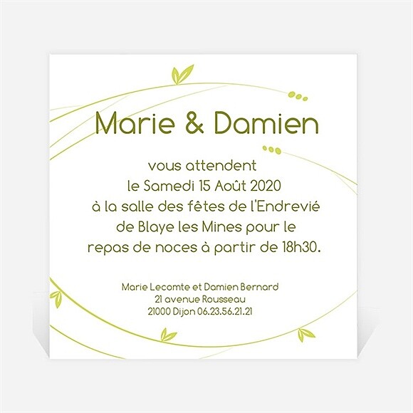 Carton d'invitation mariage Moderne et printanier réf.N300118