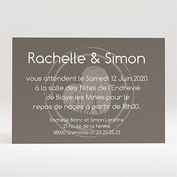 Carton d'invitation mariage annonce originale et vintage réf.N120188