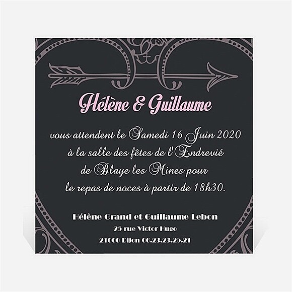 Carton d'invitation mariage Programme vintage et ardoise réf.N300141