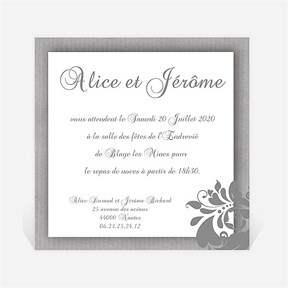 Carton d'invitation mariage Coeur floral réf.N300149