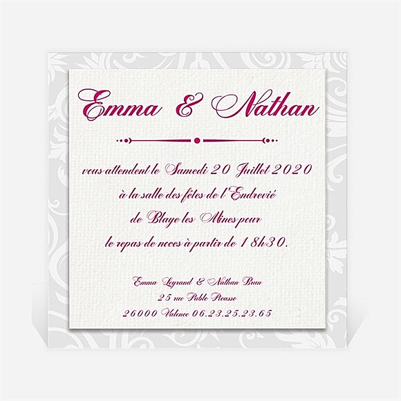 Carton d'invitation mariage Gros noeud réf.N300150