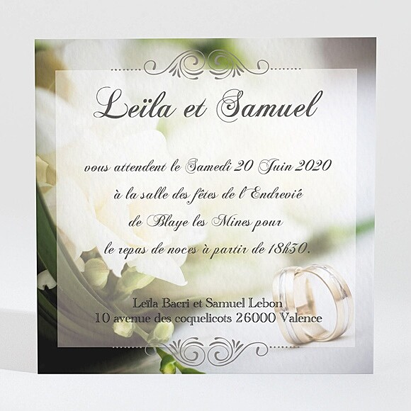 Carton d'invitation mariage Nos alliances réf.N300151