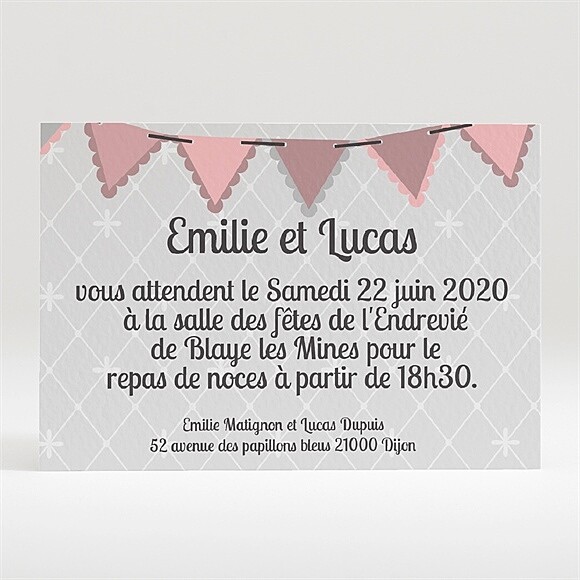 Carton d'invitation mariage Festif et vintage réf.N120194