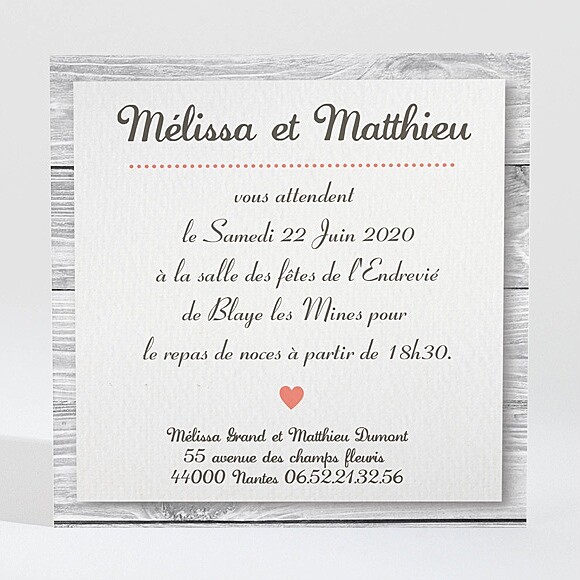 Carton d'invitation mariage Oiseaux vintage réf.N300161