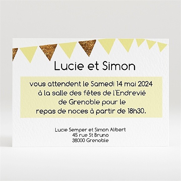 Carton d'invitation mariage Motifs et losanges jaunes réf.N120219