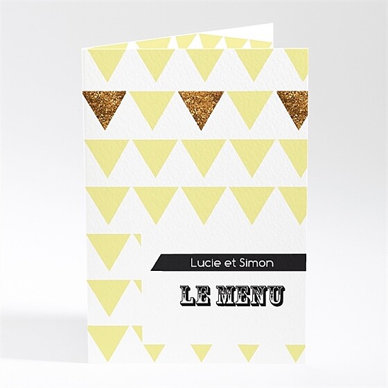 Menu mariage motifs et losanges jaunes